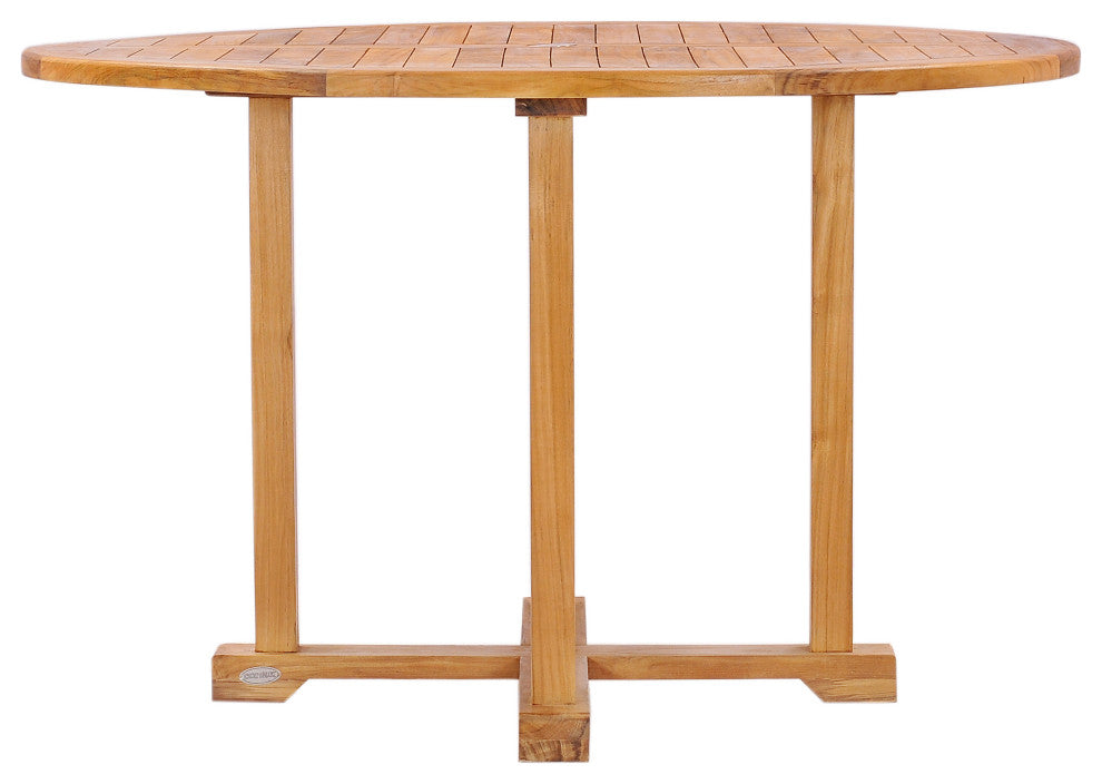 Teak Wood Hatteras Small Round Outdoor Patio Dining Table, 39"