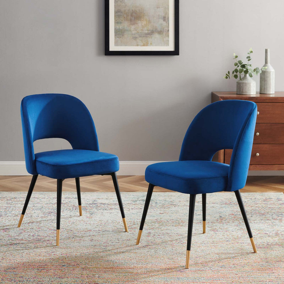 Rouse Performance Velvet Dining Side Chairs Set of 2 Navy