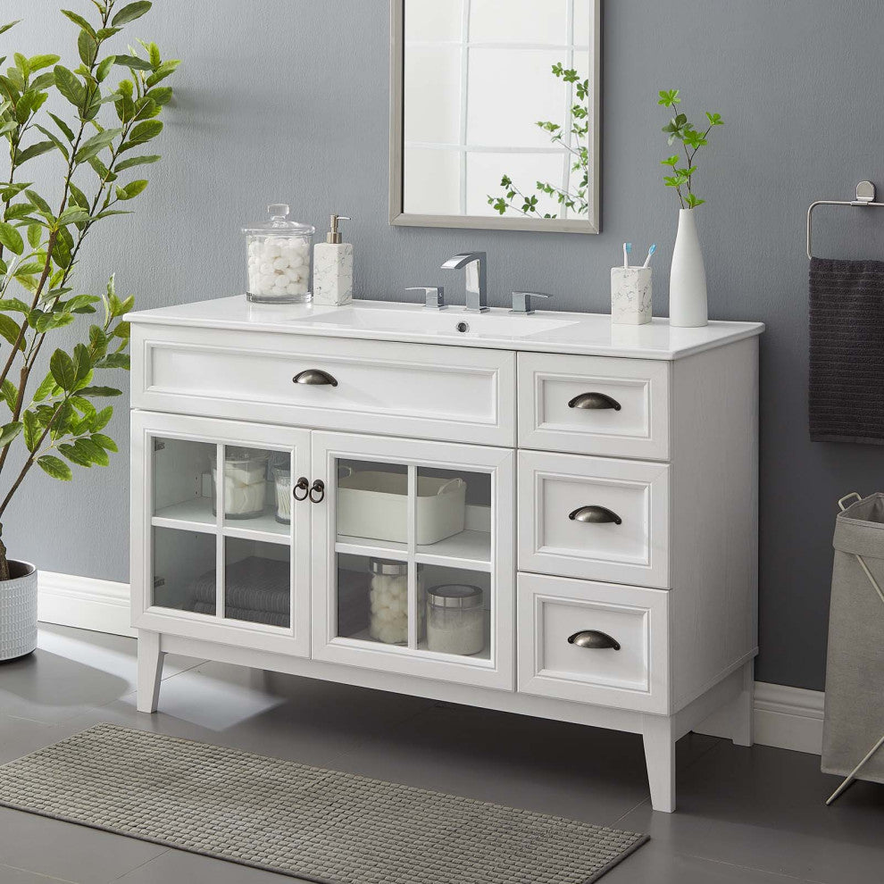 Isle 48" Bathroom Vanity Cabinet White White -5427