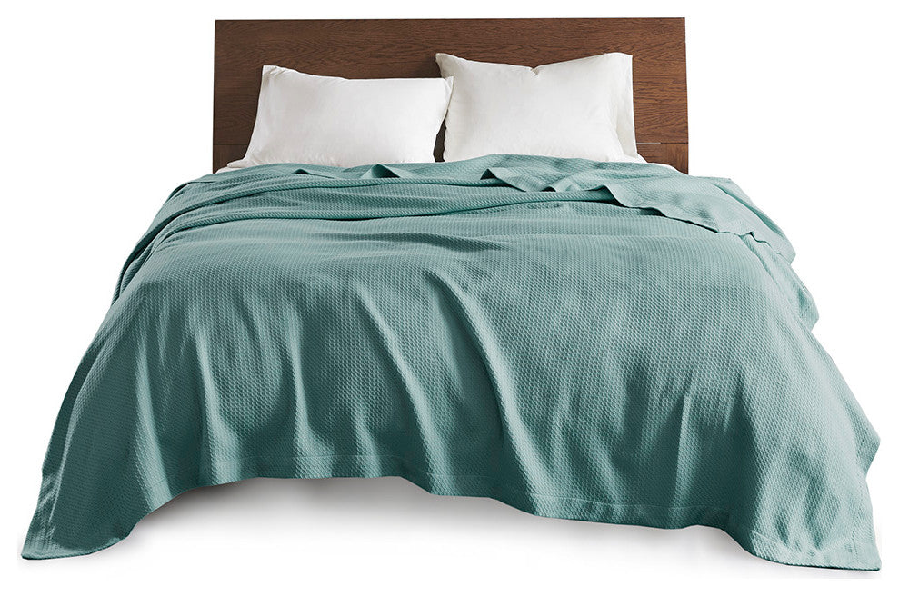 Madison Park Egyptian Cotton All-Season Woven Bedding Blanket, Teal