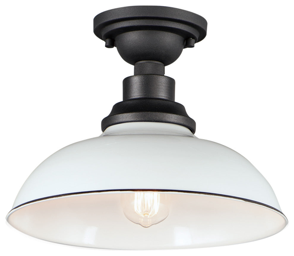 Maxim Lighting Granville 1-Light Flush Mount, White/Black, 35110WTBK