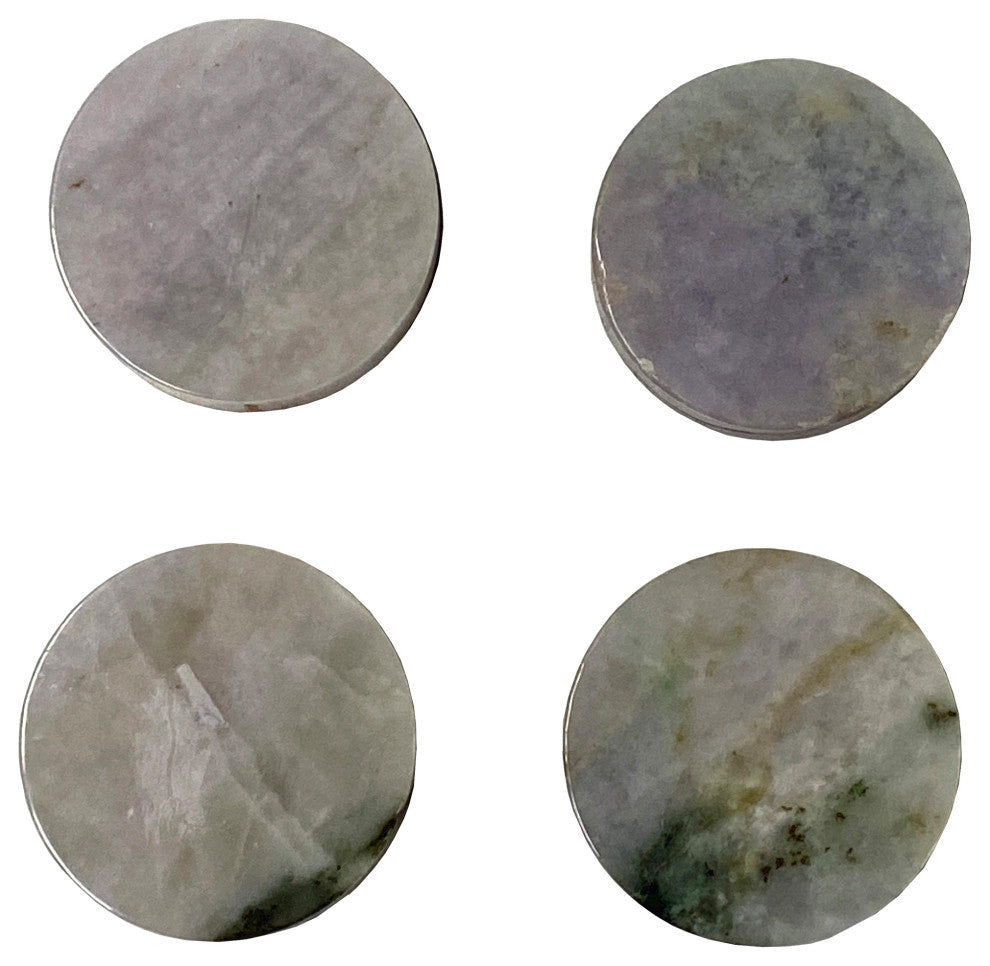 Set of 4 Stone Carved Round Shape Display Art Paperweight, Hws2222