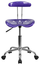 Vibrant Violet and Chrome Swivel Task Chair With Tractor Seat