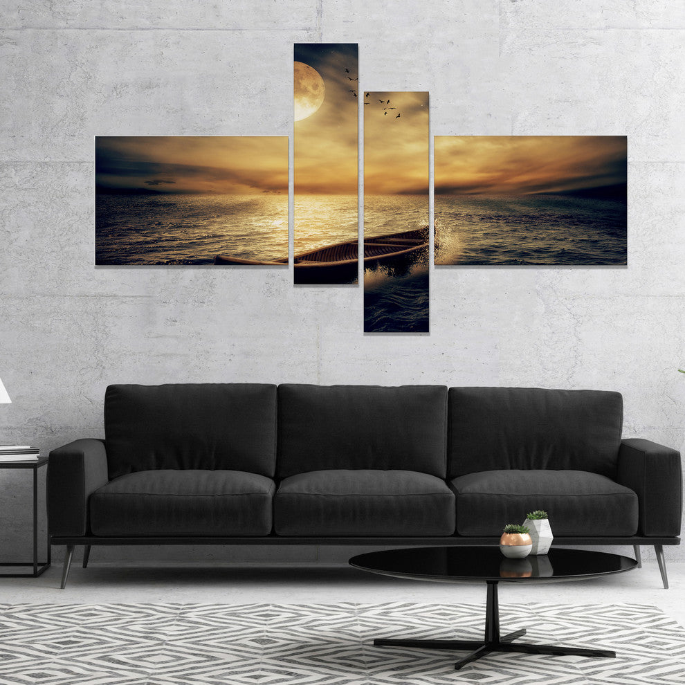 Middle of Ocean after Storm, Floral Canvas Art Print, 60"x32", 4 panels