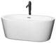 60" Freestanding Bathtub, White, Chrome Trim, Floor Mounted Faucet, Black
