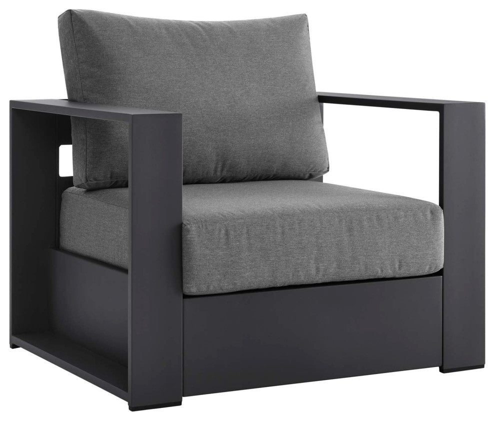 Brentwood Outdoor Patio Powder-Coated Aluminum Armchair, Charcoal
