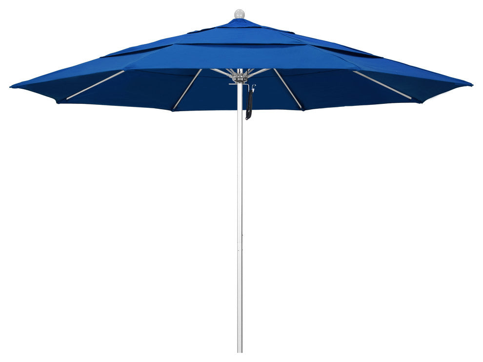 11' Fiberglass Umbrella Silver Anodized, Pacific Blue, 11'