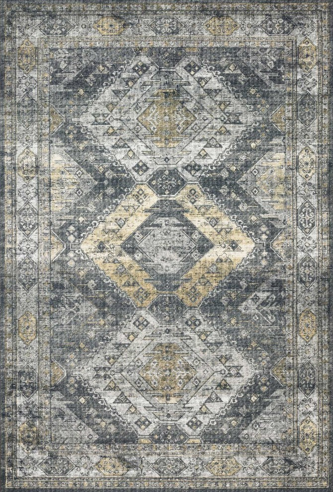 Graphite Silver Printed Skye Area Rug, Graphite/Silver, 1'6"x1'6" Sample