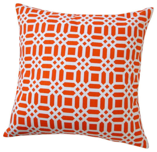 Indoor 20" Vivid Lattice In Navy Blue Or Orange Throw Pillow, Pillow Cover Only,