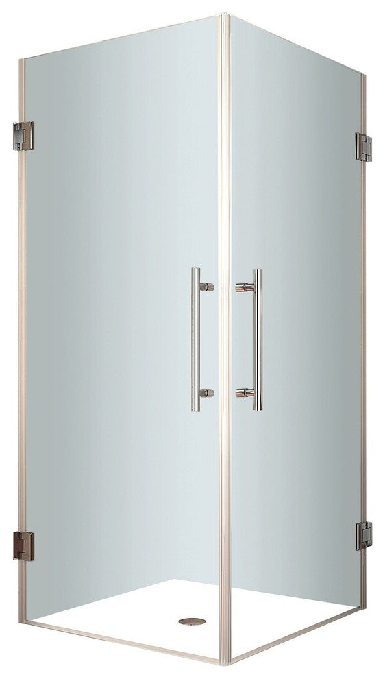 Aston Vanora 34"x34"x72" Completely Frameless Square Shower Enclosure, Stainless