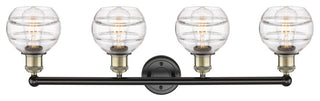 Edison-Rochester 4-Light 33" Bath Vanity Light, Black Antique Brass, Clear