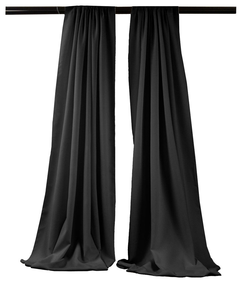 LA Linen Polyester Poplin Backdrop Drape 96"x58", 2 Pack, Black