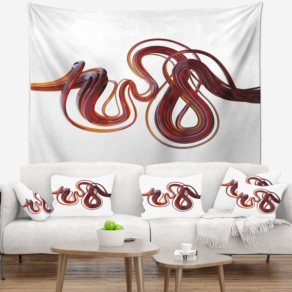 3d Flexible Caramel Lines Abstract Wall Tapestry, 80"x68"