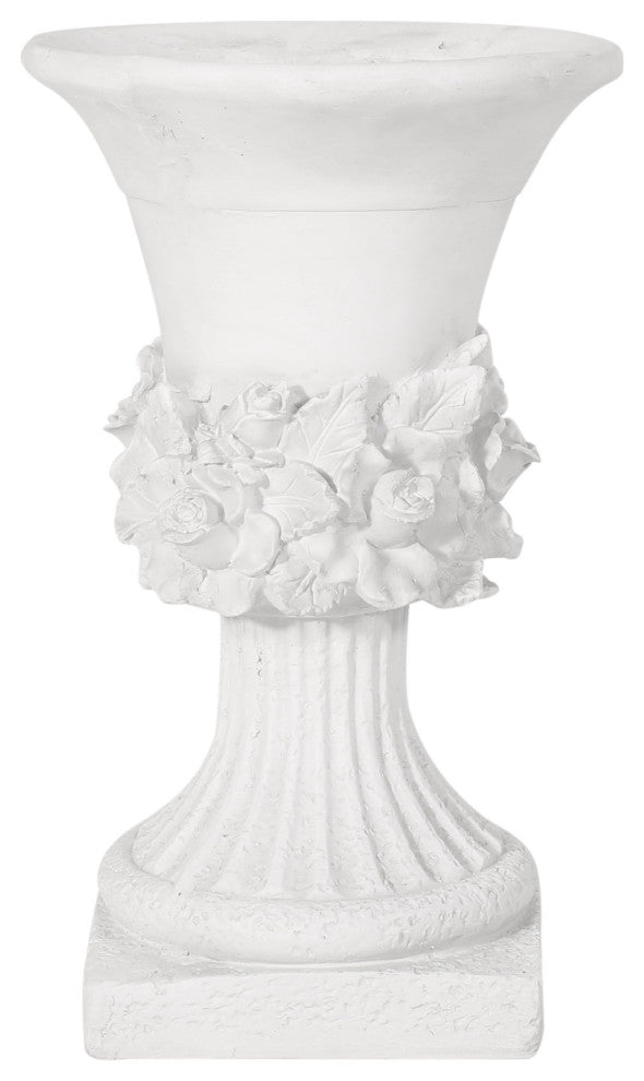 GDF Studio Michaelia Lightweight Concrete Chalice Garden Decorative Urn Planter, Antique White