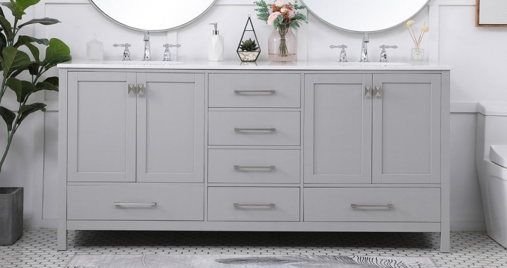 Grey 72" Double Sink Bathroom Vanity