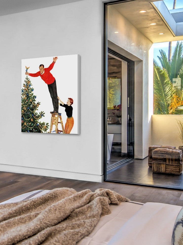 "Topping the Tree" Painting Print on Canvas by John Falter