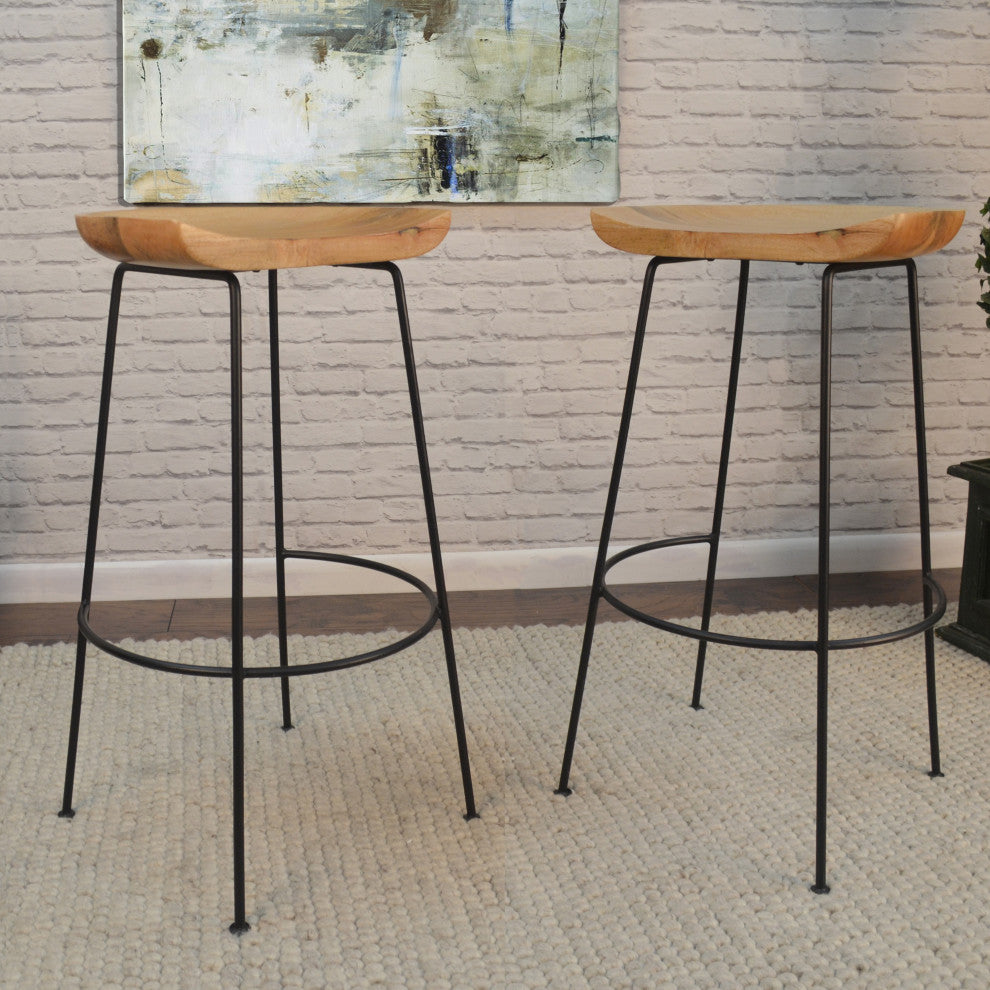 Raja Contoured Stool, Natural Mango/Black