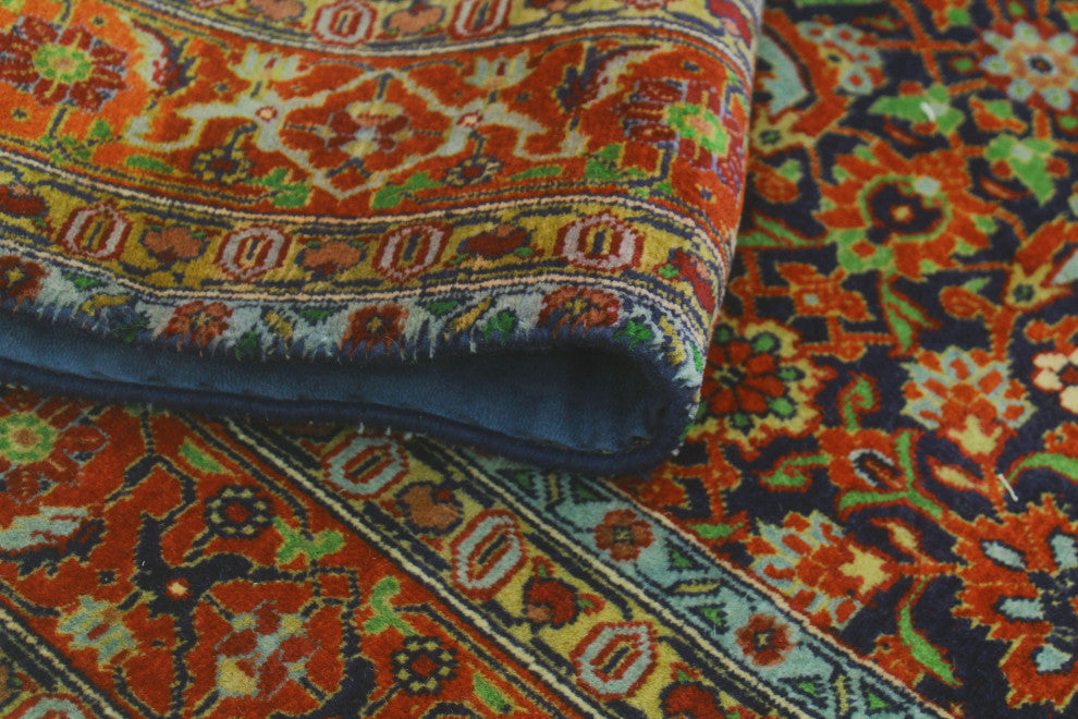 Fine Vintage Distressed Ebo Navy/Rust Rug, 4'9x6'2