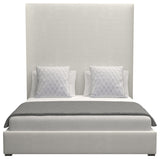 Nativa Interiors Moyra Plain Bed, Off White, Queen, Headboard: High