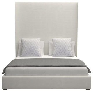 Nativa Interiors Moyra Plain Bed, Off White, Queen, Headboard: High