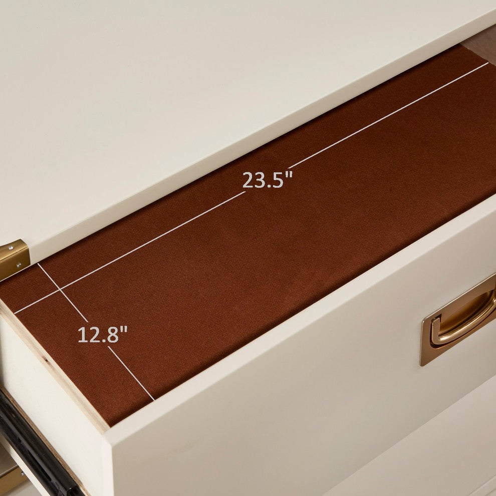 Loretta Gold finish Wood 3-Drawer Nightstand, White