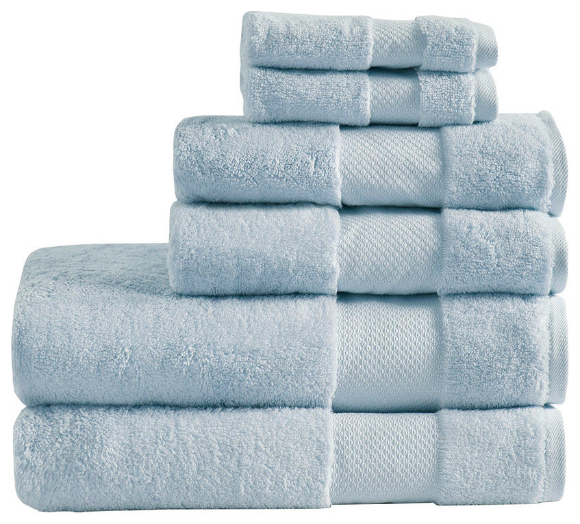 Madison Park Signature Turkish Cotton 6 Piece Bath Towel Set, Light Blue