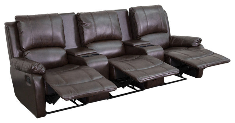 Flash Furniture Allure Series 3 Seat Brown Theater Seating - BT-70295-3-BRN-GG