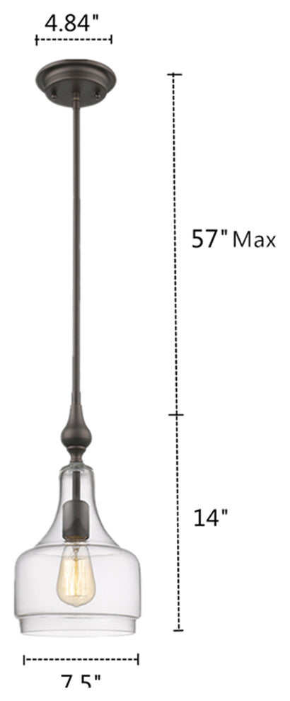 Layla 1-Light Rubbed Bronze Ceiling Mini Pendant 8"