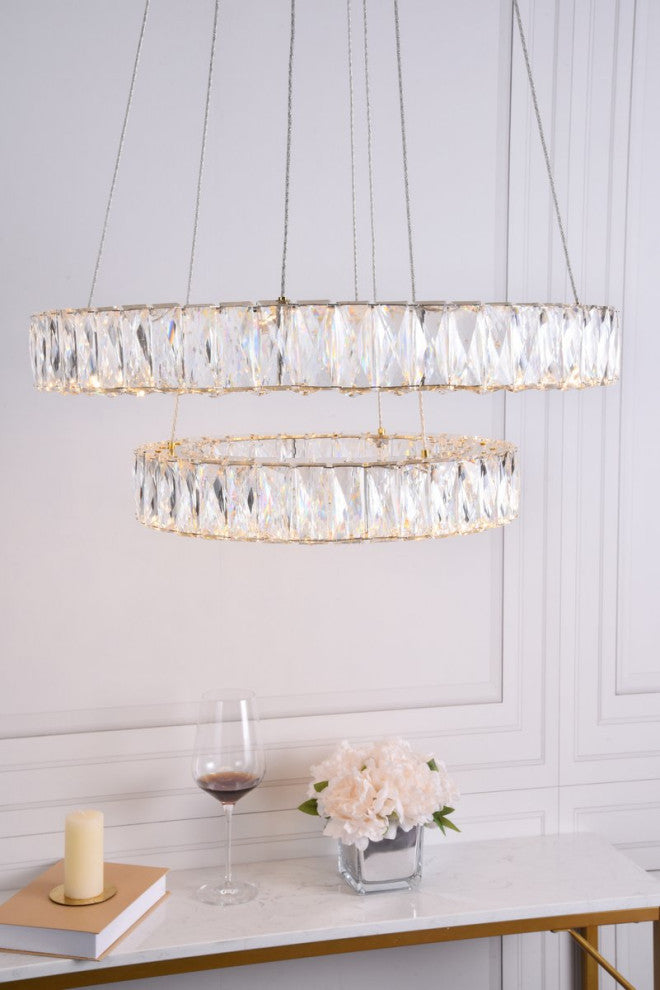 Mali Integrated LED Chip Light Gold Chandelier Clear Royal Cut Crystal