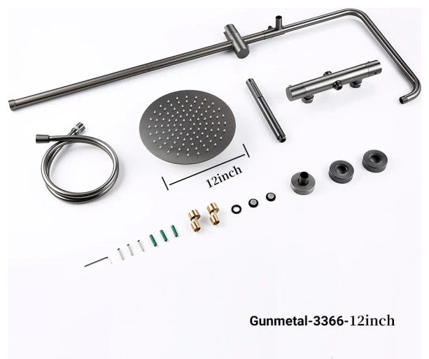 Wasser™ Shower Faucet With Handheld Shower Head, Gunmetal Grey, 12" Showerhead