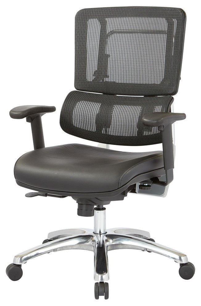 Vertical Black Mesh Back and Dillon Black Fabric Seat