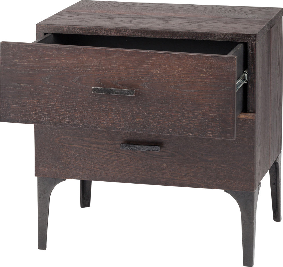 Prana Seared Oak Side Table With Cast Iron Legs