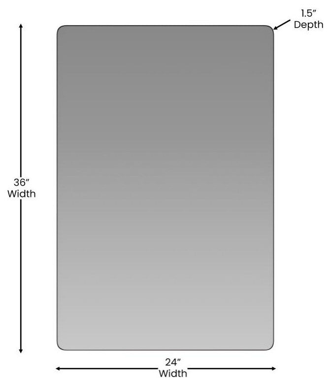 Susan Wall Mirror Hangs Horizontally or Vertically, Black, 24" X 36"