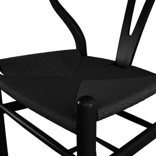 Solid Wood Natural Counter Height with Y Back Woven Black Seat Fully Assembled, Black