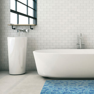 Leaf PVC Bathroom Mat, Blue, 26" x 35", Covers 6.3 sq ft