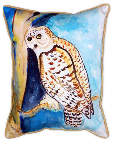 Pair of Betsy Drake Betsy"™s Owl Large Indoor/Outdoor Pillows 16 Inchx20 Inch