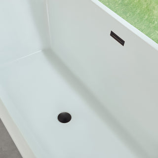 67" Acrylic Freestanding Soaking Bathtub, White/Oil Rubbed Bronze