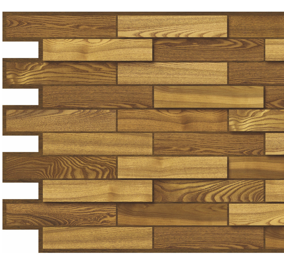 Brown Wood 3D Wall Panels, Set of 10, Covers 51 Sq Ft
