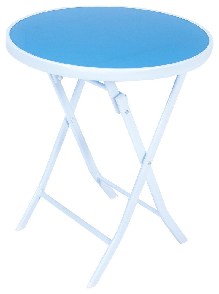 LeisureMod Outdoor Bistro Folding Table Chairs Set, Blue