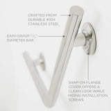 16"x16" Angled Wedge Shower Grab Bar, Satin Stainless
