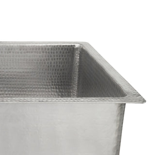 20" Rectangle Hammered Copper Kitchen/Bar/Prep Single Basin Sink, Nickel