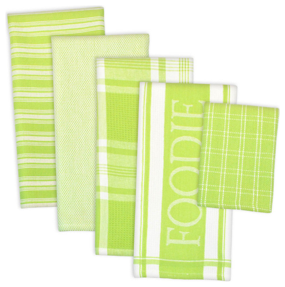 DII Assorted Lime Foodie Dishtowel And Dishcloth (Set of 5)