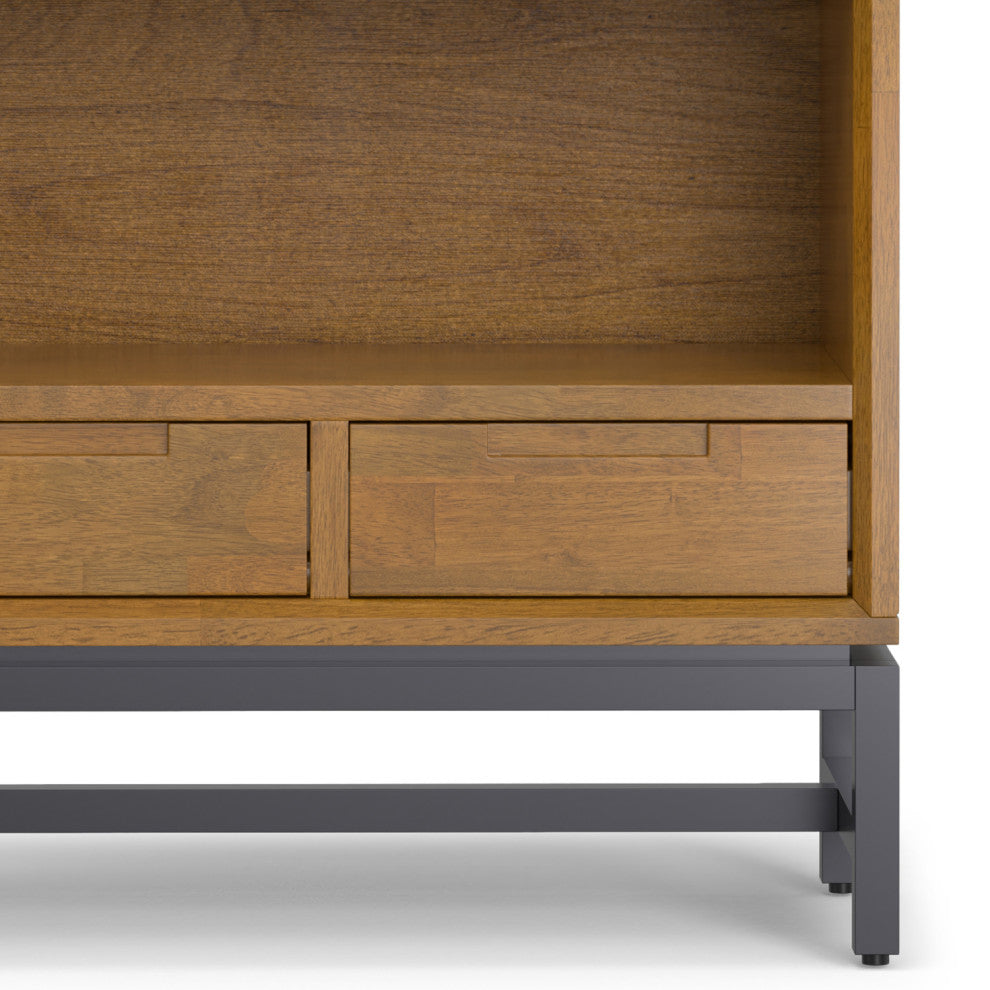 Banting Solid Hardwood Mid Century Bookcase, Medium Saddle Brown