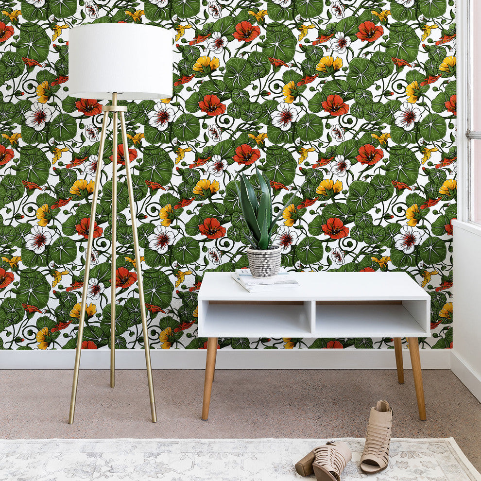 Deny Designs Marta Barragan Camarasa Flowering Garden Wallpaper, Green, 2'x4'