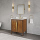 Ferrero Marble Top Bath Vanity, Nori Juglans, 30, Single Sink, Satin Gold Faucet