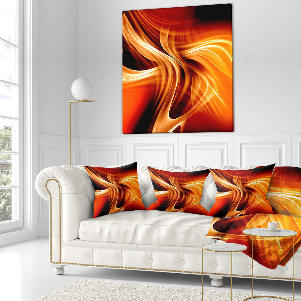 Orange Abstract Warm Fractal Design Abstract Throw Pillow, 16"x16"