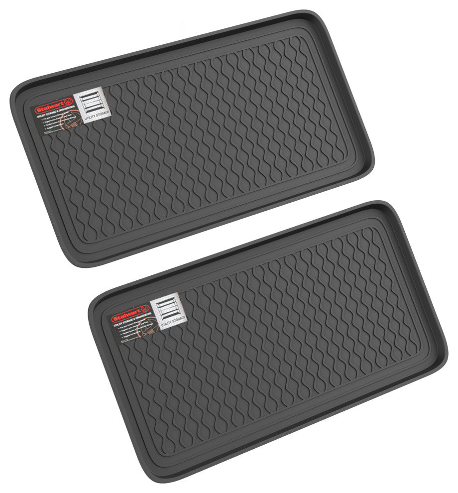 2 Large All-Weather Indoor/Outdoor Boot Tray Weather-Resistant Plastic Shoe Mat