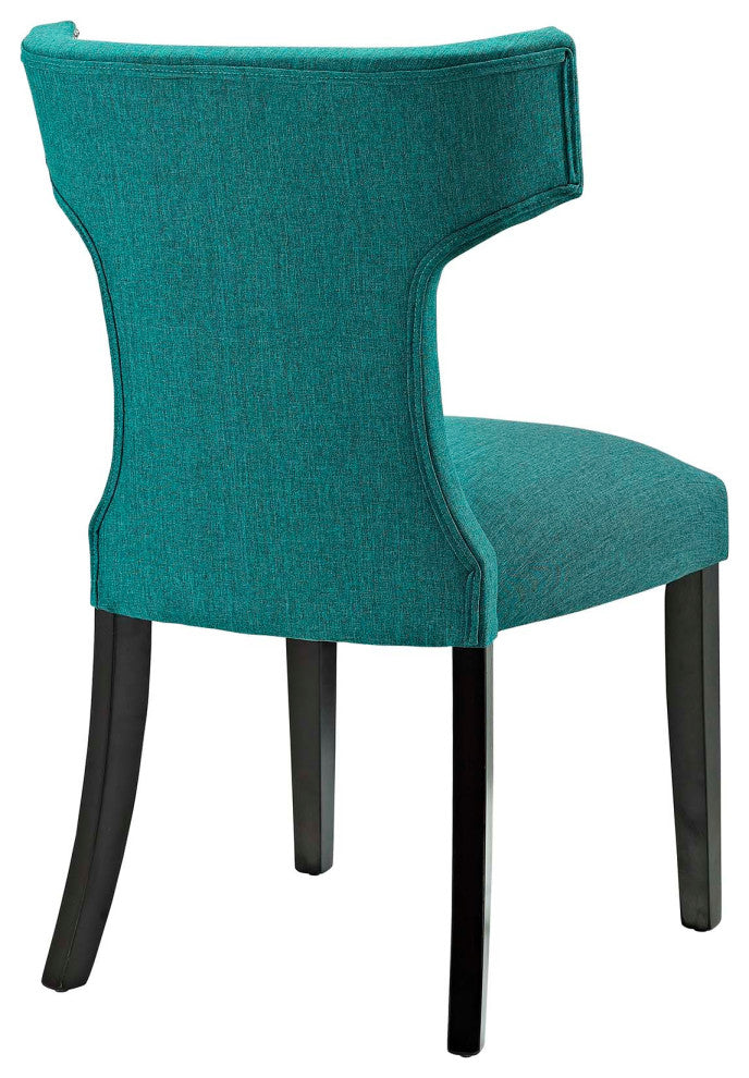 Teal Curve Dining Side Chair Fabric Set of 2