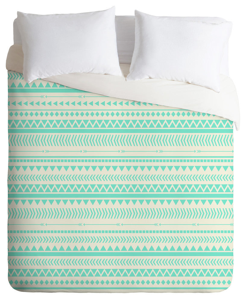 Deny Designs Allyson Johnson Mint Tribal Duvet Cover, Lightweight