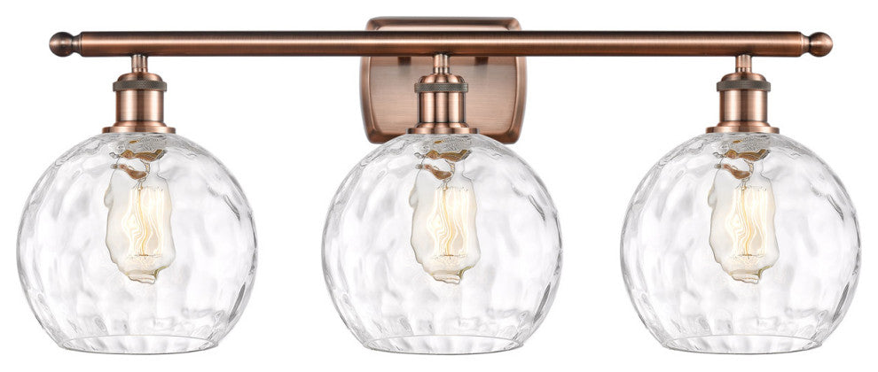 Innovations 516-3W-AC-G1215-8-LED 3 Light Bath Vanity Light, Antique Copper